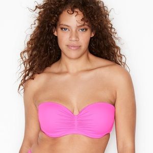 Victoria Secret Hot Pink Malta Bandeau Bikini Swim Top, Neon! Harley BOP
